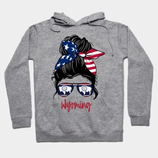 wyoming girl Messy bun , American Girl , wyoming Flag Hoodie